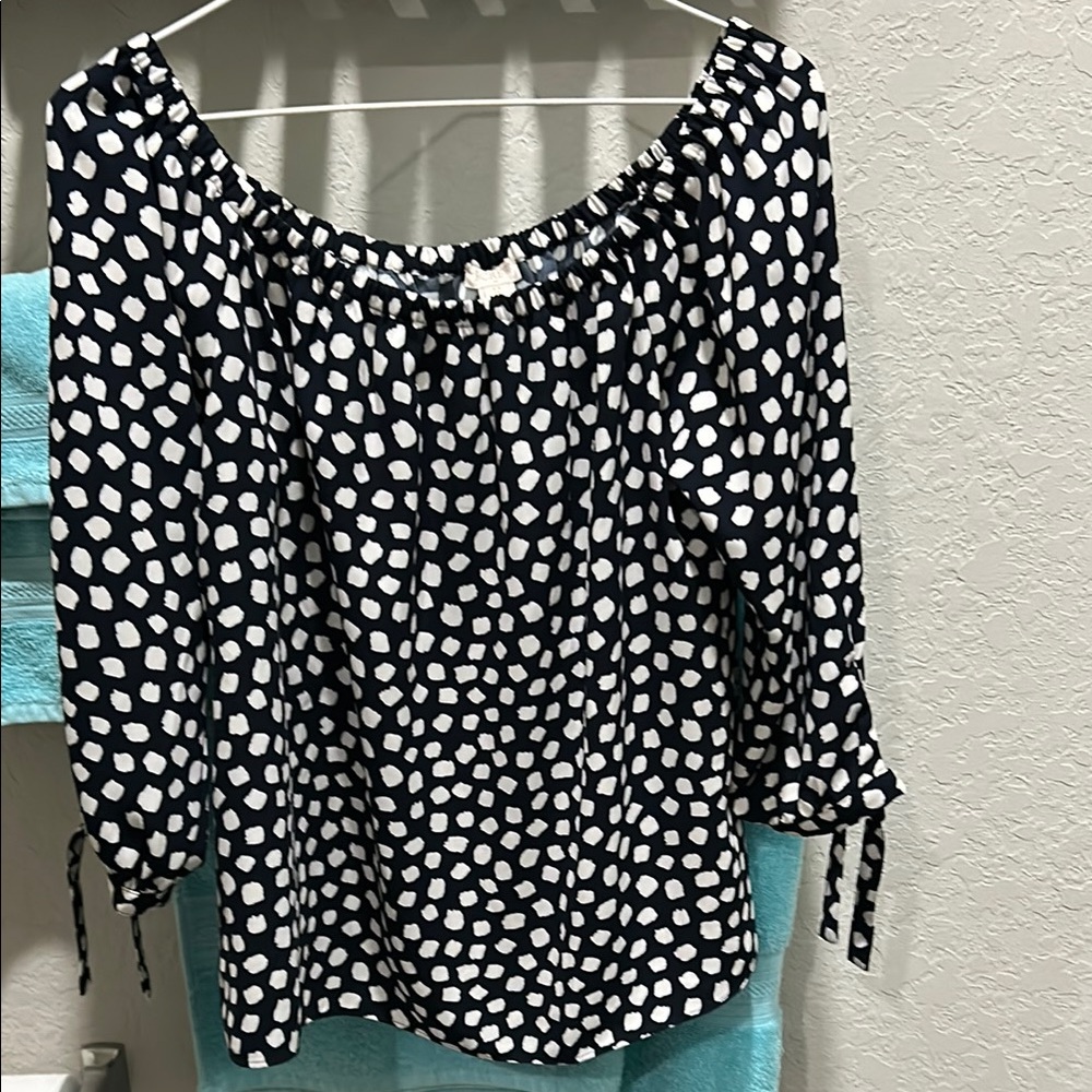 J. Crew Black and White Polka Dot Blouse